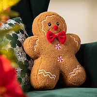 Glitzhome® 15"H Christmas Gingerbread Man Shaped Pillow