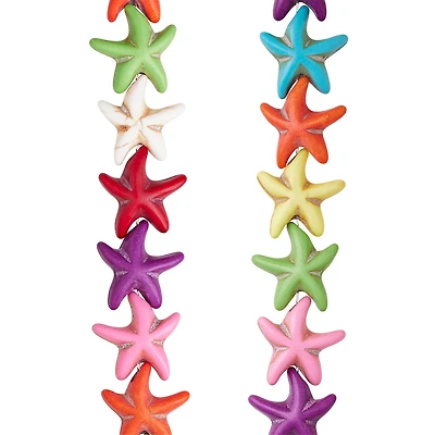 12 Pack: Multicolor Howlite Starfish Beads, 14mm by Bead Landing™