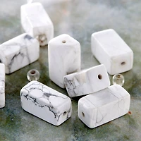 12 Pack:  White Large Howlite Rectangle Beads, 16mm by Bead Landing™