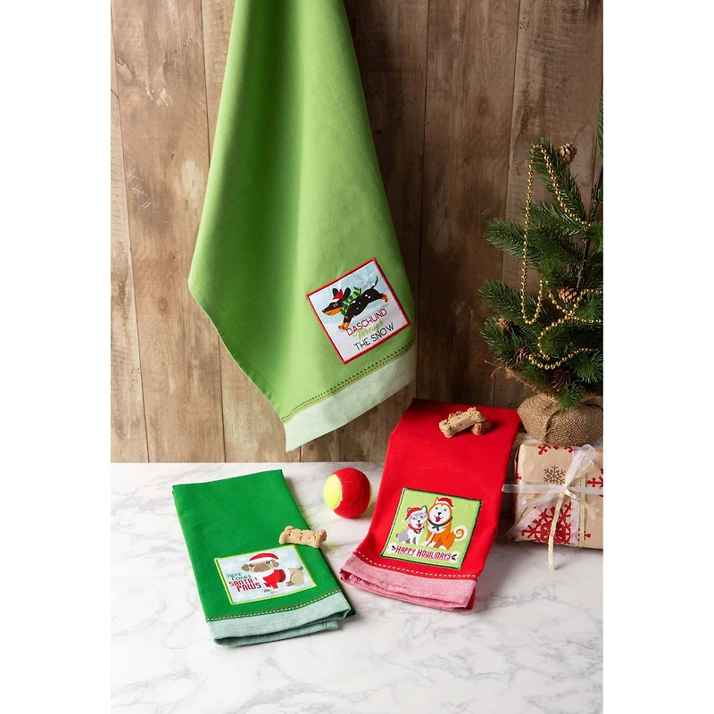 DII® Christmas Kitty Embellished Dishtowel Set
