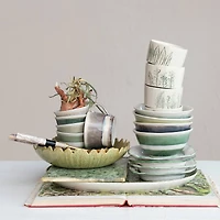 Hello Honey® 4" Cream Stoneware Botanicals Bowl Set