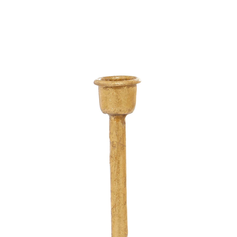 CosmoLiving by Cosmopolitan Gold Iron Contemporary Candlestick Holders, 11" x 10" x 6"