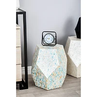 19'' Mussel Shell and Wood Contemporary Accent Table
