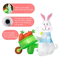 Glitzhome® 72.75" Easter Lighted Bunny Wheel Barrow Inflatable Decor