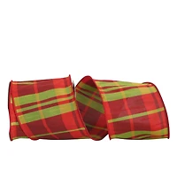 JAM Paper 4" x 10yd. Wired Grand Dupione Base Plaid Ribbon