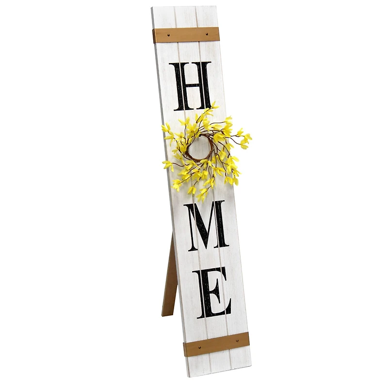 Elegant Designs™ 3.5ft. White Wash Home Porch Sign with 4 Floral Wreaths
