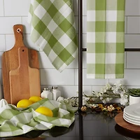DII® Antique Green Buffalo Check Dish Towels, 3ct.