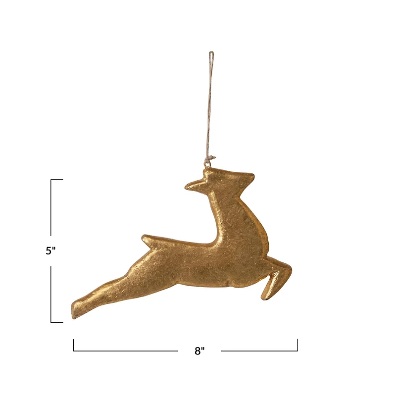 Hello Honey® 8" Gold Paper Mache Deer Ornament