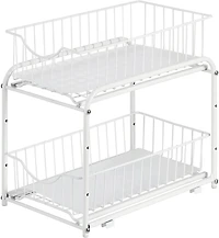NEX™ White 2-Tier Under Sink Storage Sliding Basket Organizer Drawer