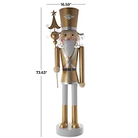 6ft. Gold & Silver Metal Standing Nutcracker Sculpture