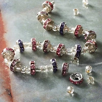 Purple & Pink Rhinestone Rondel Beads, 8mm by Bead Landing™
