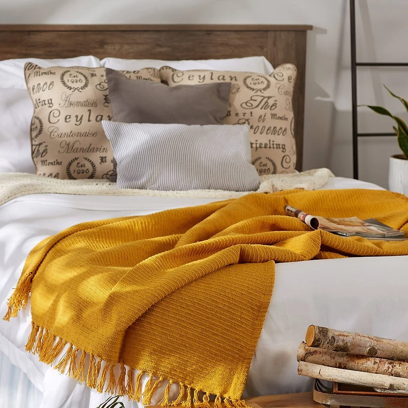 DII® Honey Gold Solid Ribbed Throw