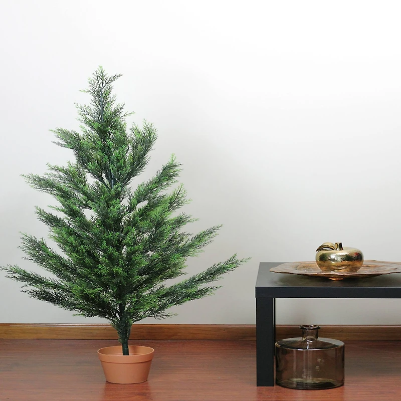 54" Two Tone Green Artificial Potted Cypress Tree