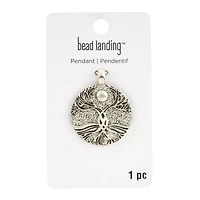 Rhodium Round Tree Roots Pendant by Bead Landing™