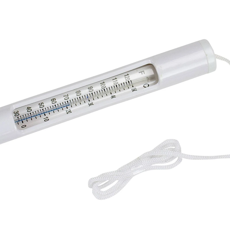 6.75" White Round Swimming Pool Thermometer with White Cord
