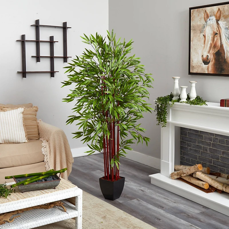 6ft. Potted Bamboo Silk Tree 