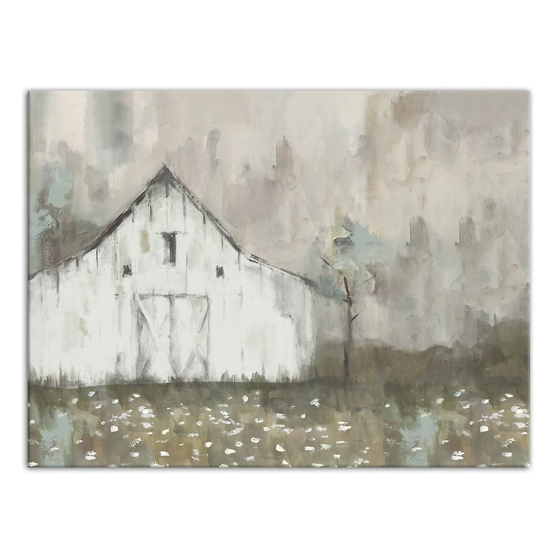 White Distressed Barn 40" x 30" Canvas Wall Art