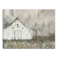 White Distressed Barn 40" x 30" Canvas Wall Art
