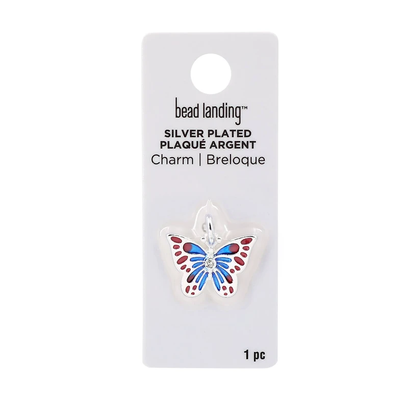 Silver Plated Enamel Butterfly Charm by Bead Landing™
