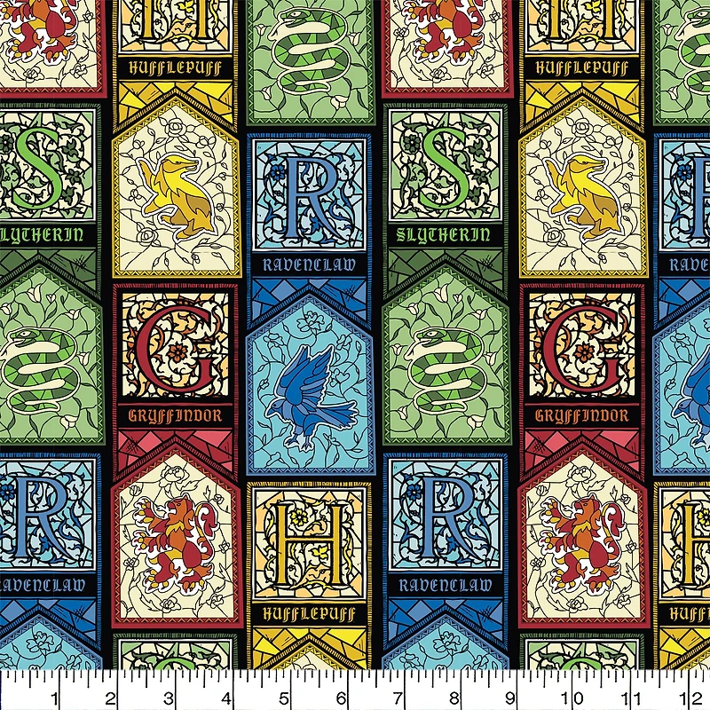 Harry Potter™ Stained Glass Houses Cotton Fabric