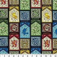 Harry Potter™ Stained Glass Houses Cotton Fabric
