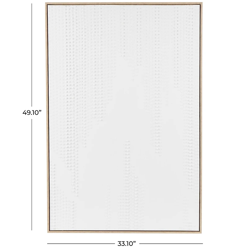White wooden abstract dimensional dot home wall décor with brown wooden frame
