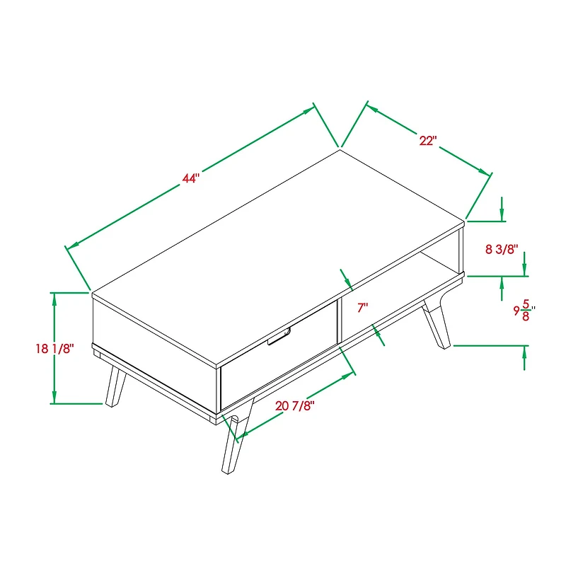 Caramel 1-Drawer Bridge Leg Solid Wood Coffee Table