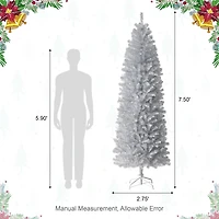 7.5ft. Unlit Silver Pencil Tinsel Artificial Christmas Tree