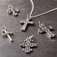 12 Packs: 5 ct. (60 total) Charmalong™ Antique Rhodium Cross Charms by Bead Landing™