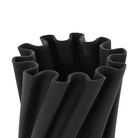 Black Abstract Curvy Ribbed Ceramic Vase