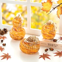 Glitzhome® Multi Stripes Glass Pumpkin & Gourd Set