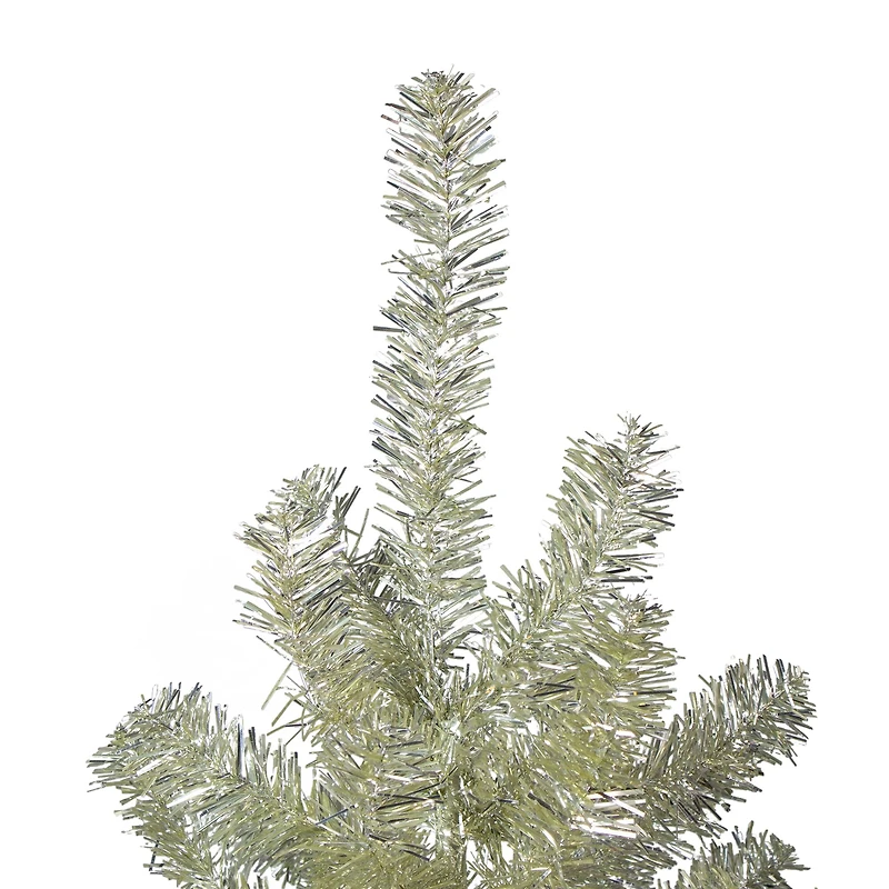 7ft. Unlit Metallic Platinum Artificial Tinsel Christmas Tree