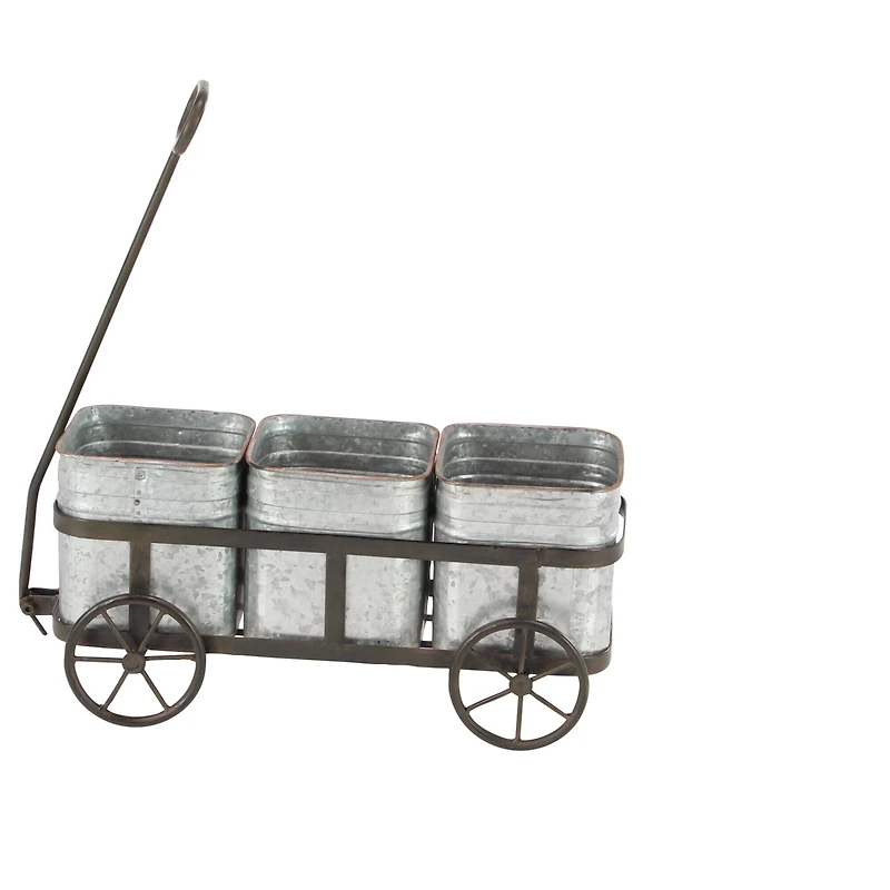 Silver Metal Farmhouse Wagon Planter