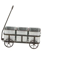 Silver Metal Farmhouse Wagon Planter