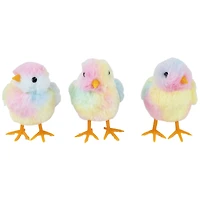 4.5" Plush Tie Dye Easter Chick Figurines, 3ct.