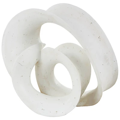19.75" White Abstract Wavy Shaped Decorative Sculpture with Cutouts & Speckled Texturing