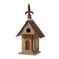 Glitzhome® Tall Distressed Wood Church Bird House