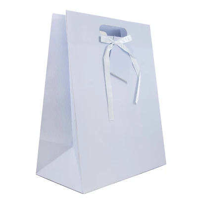 JAM Paper Medium Light Blue Pinstripe Gift Bags, 3ct.