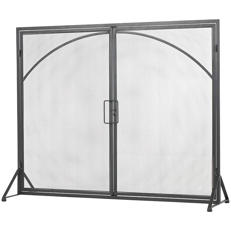 39" Black Metal Minimalistic Single Panel Fireplace Screen