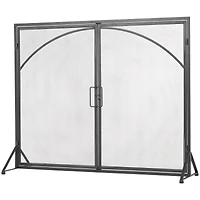39" Black Metal Minimalistic Single Panel Fireplace Screen