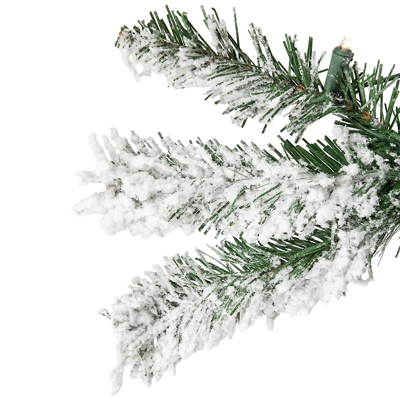 6.5ft. Pre-Lit Medium Flocked Pine Artificial Christmas Tree, Warm White LED Lights