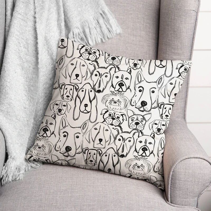 Dog Face Sketch 10 Throw Pillow