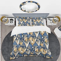 Designart 'Gold And Blue Cubes' Mid-Century Duvet Cover Set