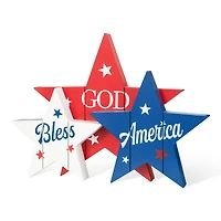 Glitzhome® 11" Wooden Patriotic America Stars Table Décor