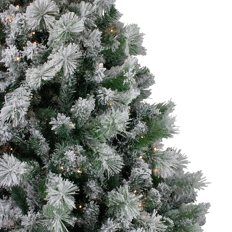 6.5ft. Pre-Lit Full Flocked Somerset Spruce Artificial Christmas Tree, Clear Lights