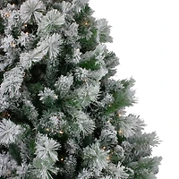 6.5ft. Pre-Lit Full Flocked Somerset Spruce Artificial Christmas Tree, Clear Lights