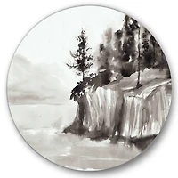 Designart - Monochrome Cliffs By The Lake