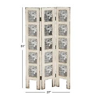 White Wood Farmhouse Room Divider Screen