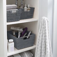 Simplify Charcoal Rattan Tote Basket Set, 3ct.