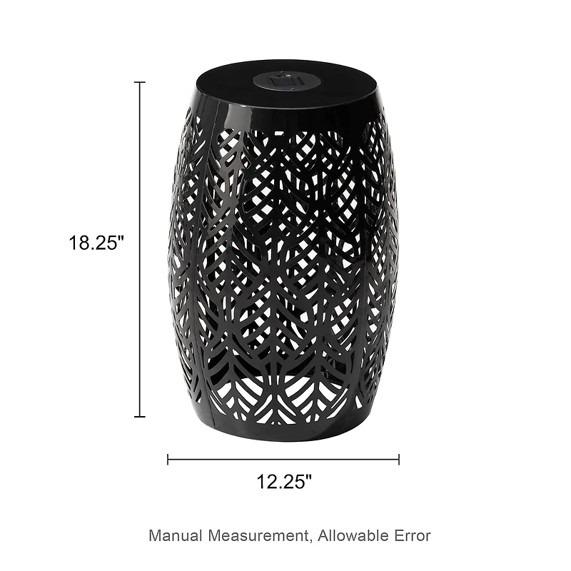 Glitzhome® 18.25" Multifunctional Solar Powdered Iron Leaf Cutout Garden Stool
